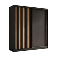SCHWEBETÜRENSCHRANK Cabinio Schwarz Eiche Artisan 200/216/61 cm – Modern, mit Lamellen - Walnussfarben/Schwarz, Holzwerkstoff/Kunststoff (200/216.1/61cm) - AX Living