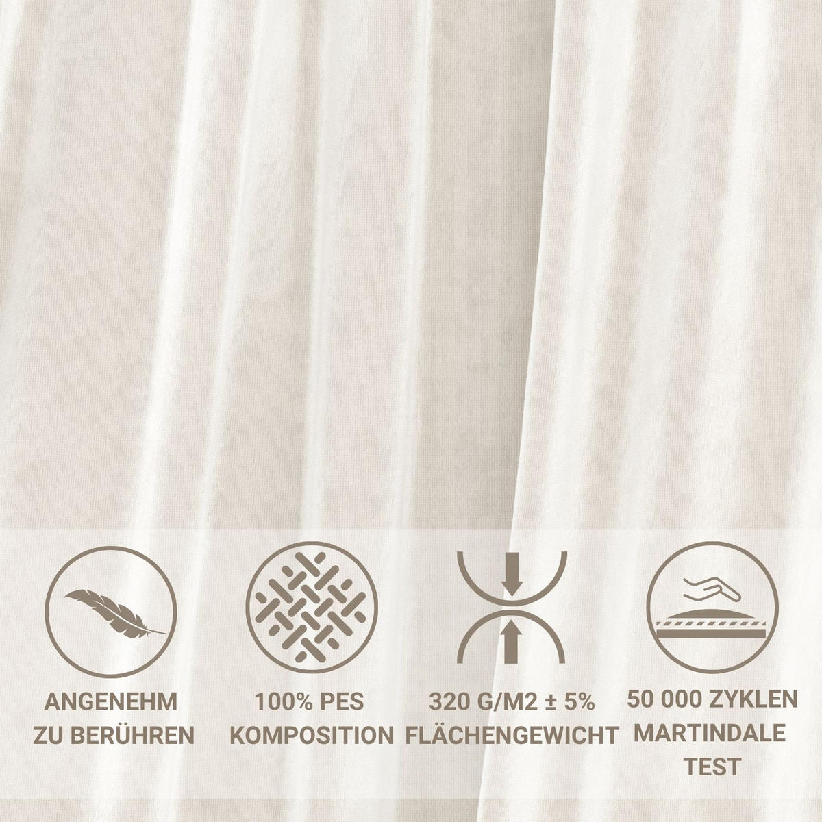 POUF Cosimo Creme Samtstoff - Creme/Schwarz, Holz/Holzwerkstoff (130/39/65cm) - Maison de Reve
