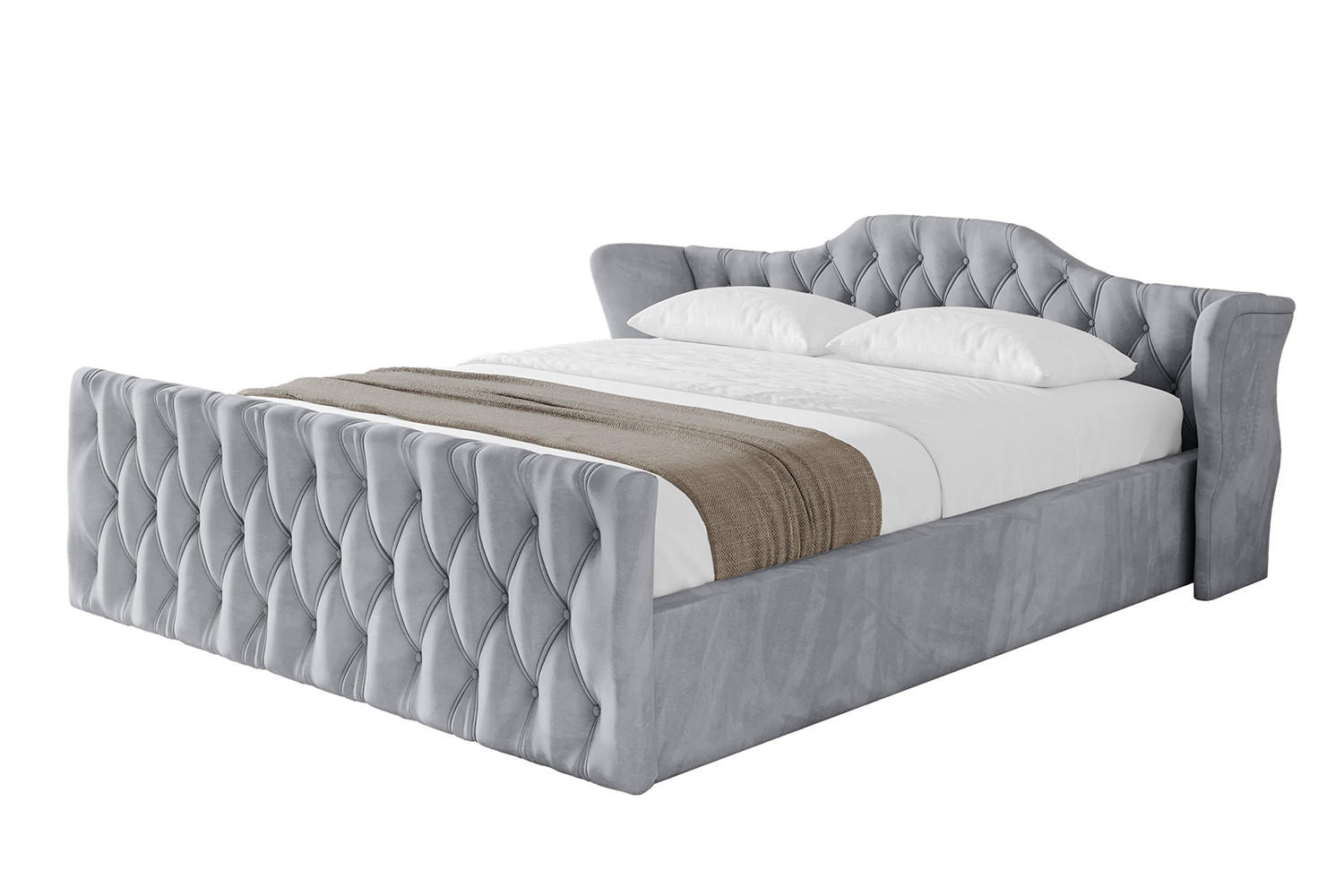 POLSTERBETT mit Bettkasten, Fußteil und Lattenrost, Boxbett mit Matratze H3/H4 - ZORAN-Z-V1 180x200 Hellgrau - Hellgrau, Holzwerkstoff/Textil (180/200cm) - ALTDECOR