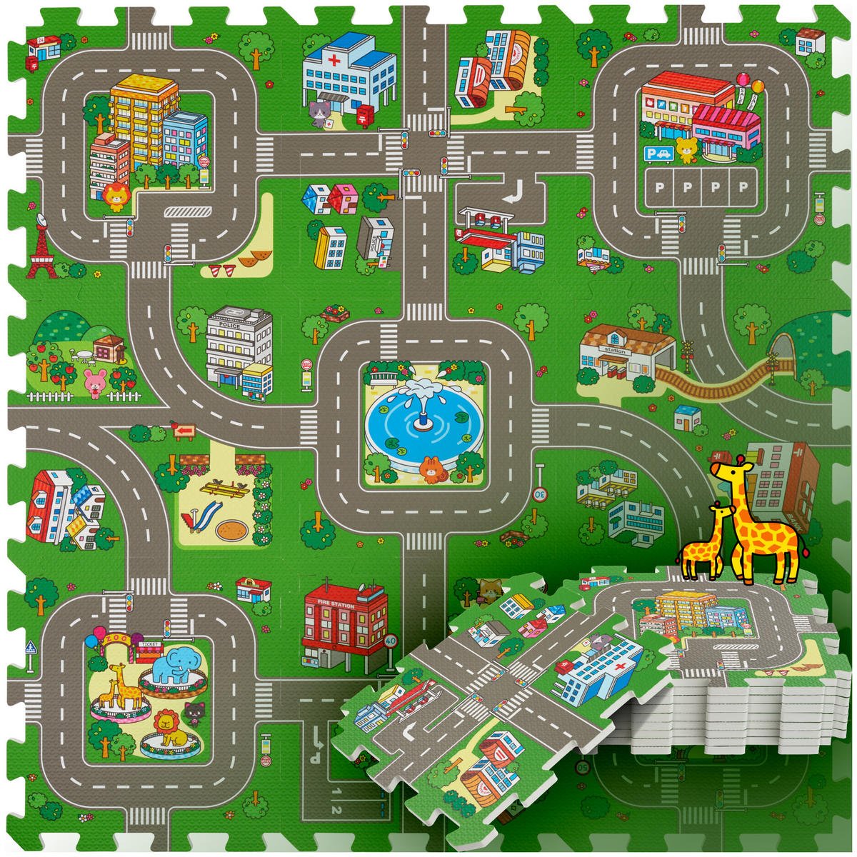 PUZZLEMATTE Mycity,90,5 x 90,5 cm,bunt - Multicolor, Kunststoff (90.5/90.5cm) - tectake