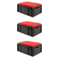 EUROBOX 3x NextGen Seat Rot, HxBxT 26,5x40x60cm, 44 Liter, Griffe offen, Schwarz - Schwarz, Kunststoff (40/26.5/60cm) - PROREGAL