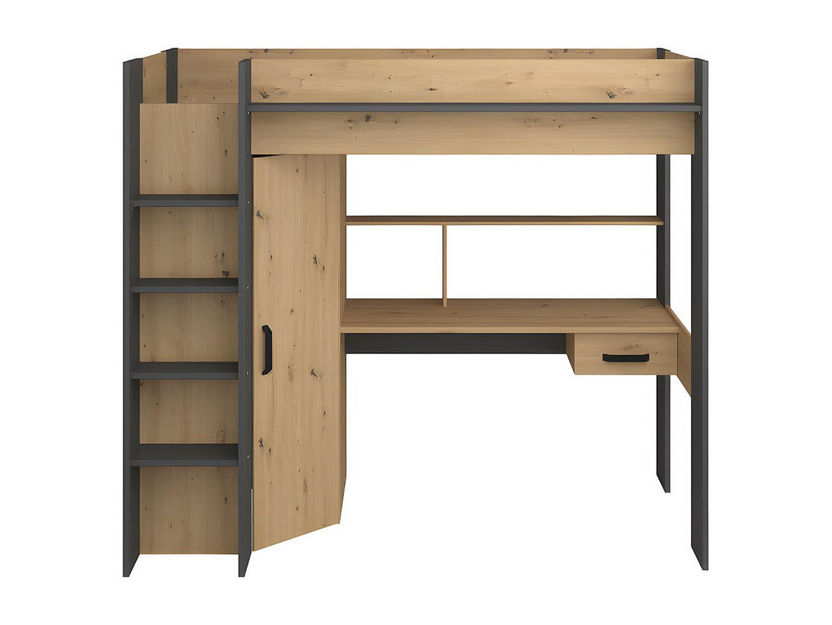 MEZZANINBETT mit Schreibtisch und Stauraum 90x200 cm - Heavy - Apfelbaumfarben, Holz/Holzwerkstoff (90/200cm) - Calicosy