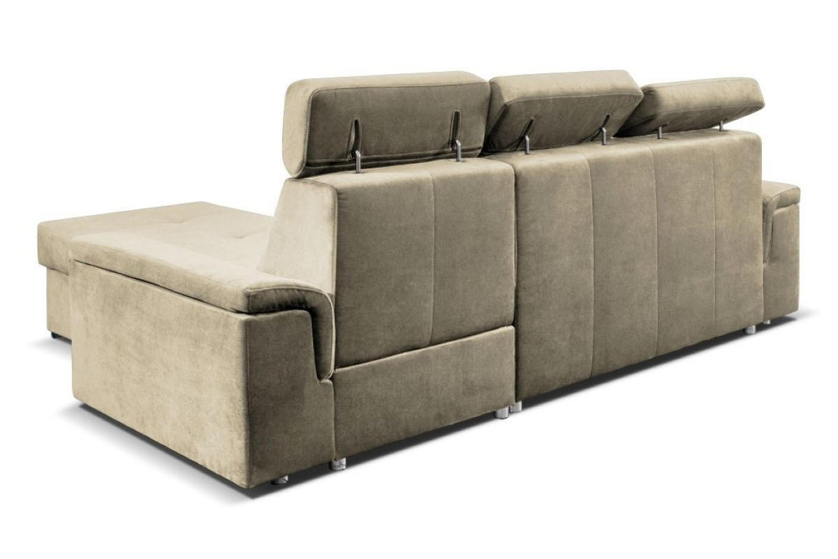 ECKSOFA Monaco L-Form mit Schlaffunktion und Bettkasten 245 cm, beige - Beige, Holz/Kunststoff (245/163cm) - Margaret Hadas24