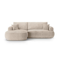 SCHLAFSOFA modular mit Bettkasten links Ella aus strukturiertem Stoff sandfarben 5 Sitzplätze - Sandfarben, Textil (174/271cm) - Micadoni