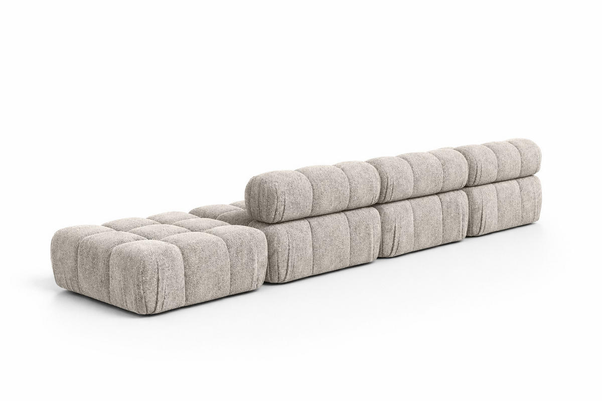 ECKSOFA L-Form XL, Stoff Bouclé Abriamo, Beige, Links, Selia L XL - Beige, Holz (380/160cm) - Kaiser Möbel
