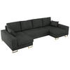 WOHNLANDSCHAFT DORIAN U Struktur Dunkelgrau - Dunkelgrau/Goldfarben, Textil/Metall (312/95/138cm) - MKS