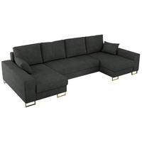 WOHNLANDSCHAFT DORIAN U Struktur Dunkelgrau - Dunkelgrau/Goldfarben, Textil/Metall (312/95/138cm) - MKS