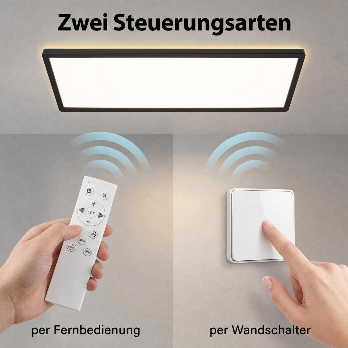 LED DECKENLEUCHTE Vexith 58/20/3.1 cm - Schwarz, Kunststoff (58/20/3.1cm) - ZMH