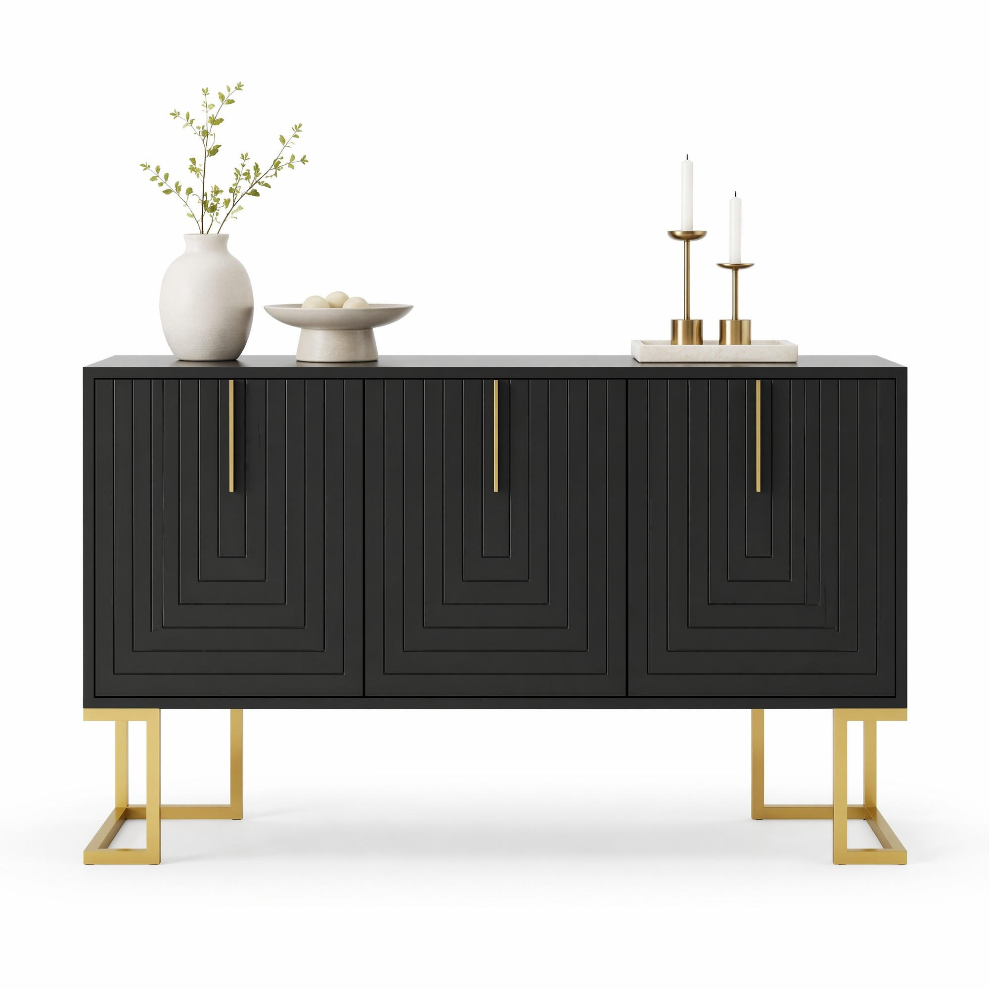 SIDEBOARD 3-türig mit verstellbaren Regalböden MDF Schwarz - Schwarz, Holzwerkstoff (138/80.5/40cm) - Meubliv