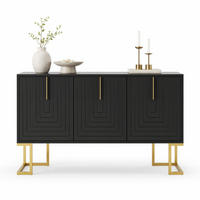 SIDEBOARD 3-türig mit verstellbaren Regalböden MDF Schwarz - Schwarz, Holzwerkstoff (138/80.5/40cm) - Meubliv