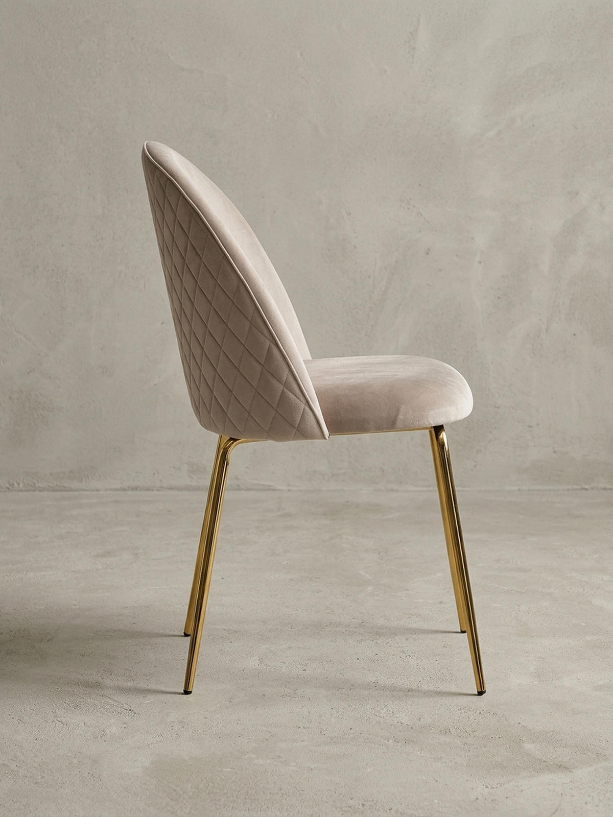 ESSZIMMERSTUHL 2er Set Samtbezug mit Metallgestell Diamantsteppung Skandinavisch gepolstert, Beige 53x50x87 cm - Beige/Goldfarben, Textil/Metall (53/87/50cm) - KADIMA DESIGN