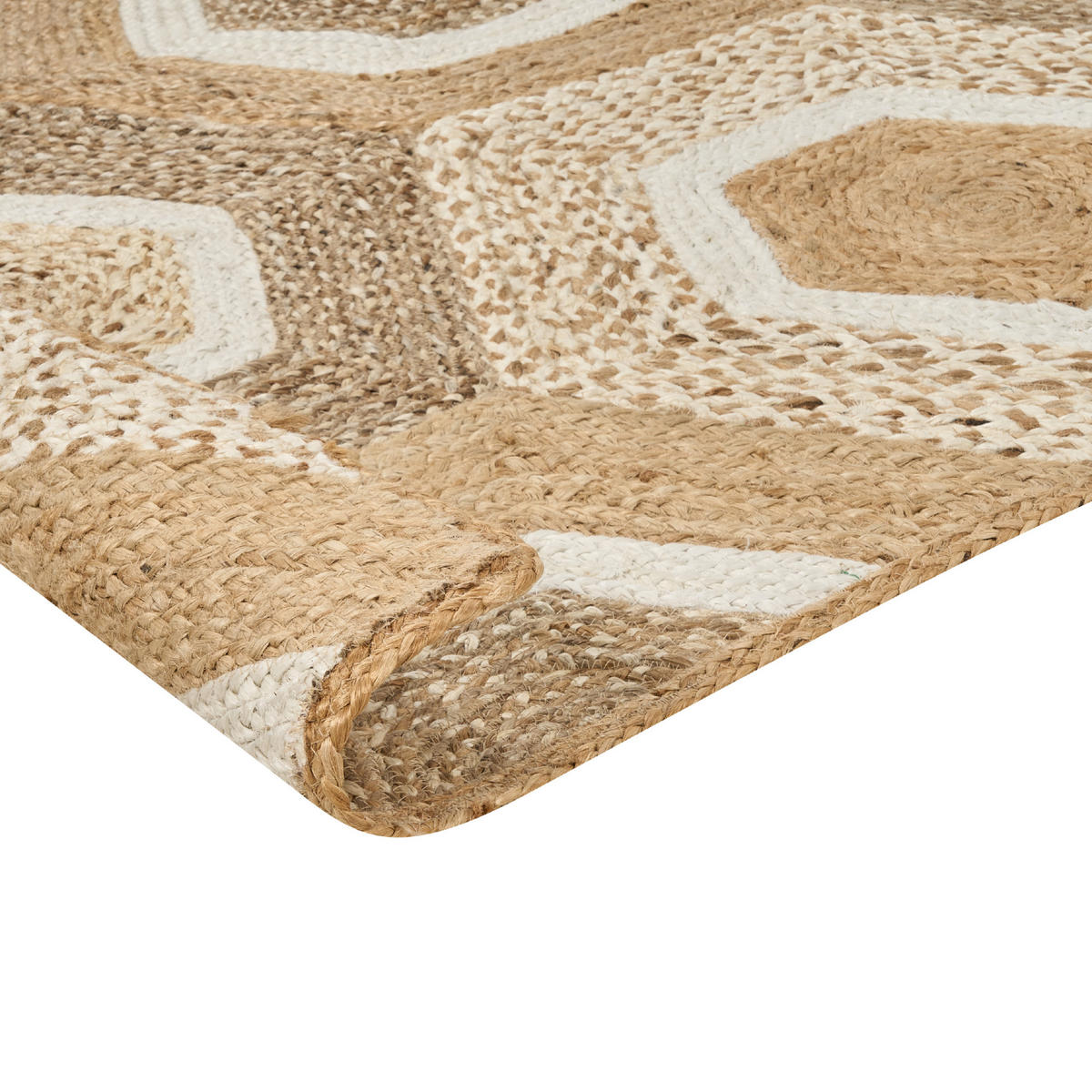 KURZFLOR-TEPPICH Beige 160/230 cm Basoren - Beige/Weiß, Naturmaterialien (160/230cm) - Beliani