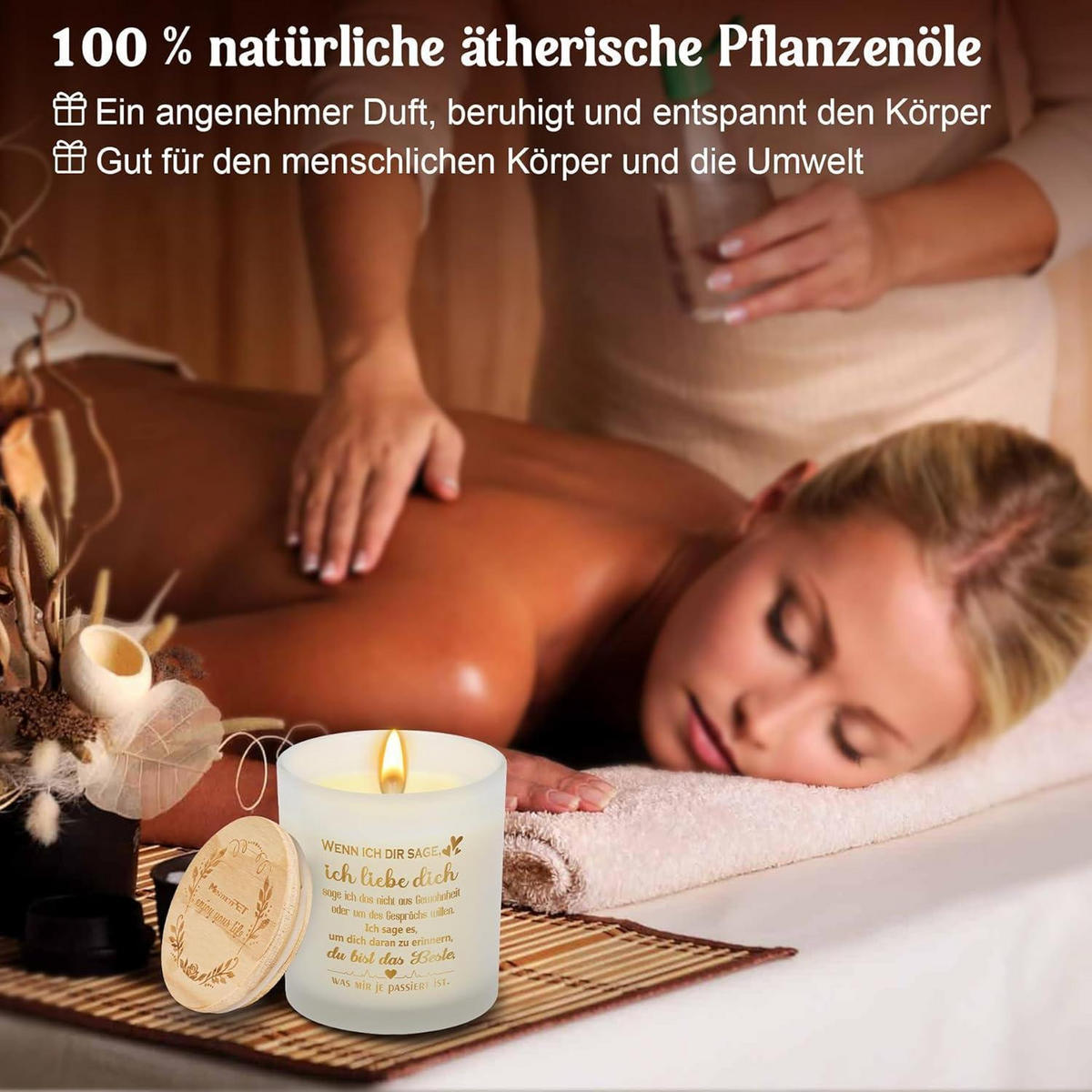 DUFTKERZE Lavendel "Ich liebe dich" Weiß 50 Stunden Brenndauer - Weiß, Paraffin (9cm)
