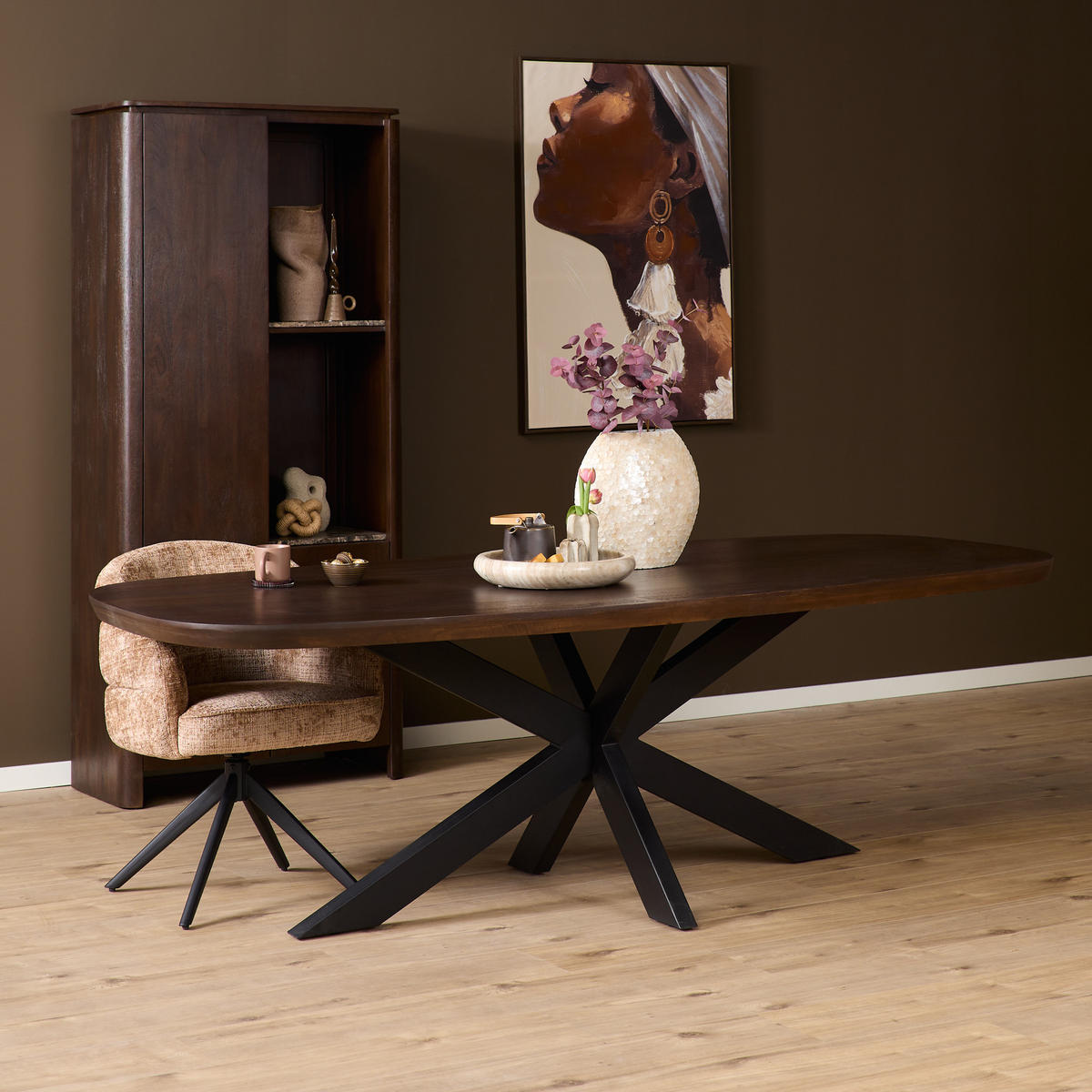 ESSTISCH Madison Schwarz 90/160/76 cm - Schwarz/Braun, Holz (90/160/76cm) - Starfurn