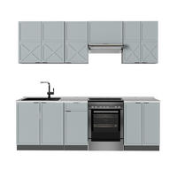 KÜCHENZEILE Fame-Line Hellblau-grau/Anthrazit 240 cm, AP Marmor - Anthrazit/Blaugrau, Holzwerkstoff (240/81.6/60cm) - Vicco