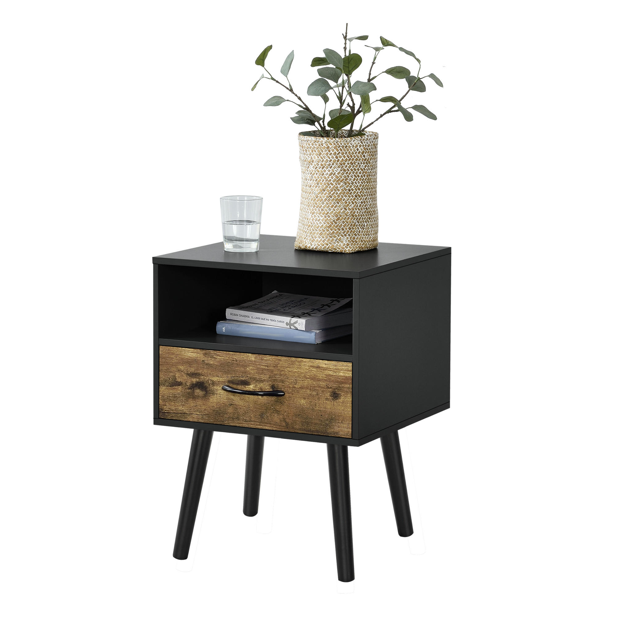 BEISTELLTISCH Gävle - Dunkelbraun/Schwarz, Holz/Holzwerkstoff (40/42/57cm) - [en.casa]