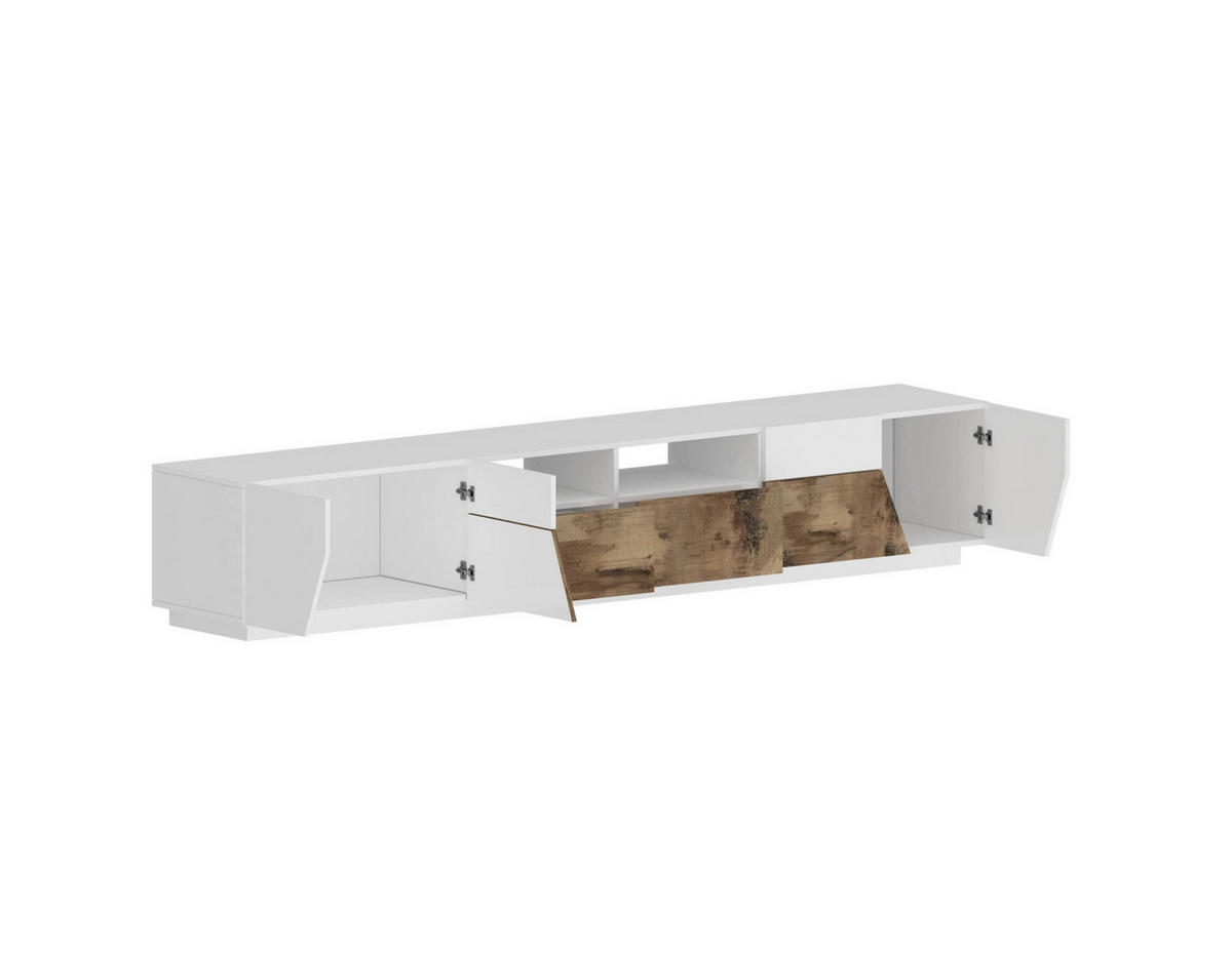 FERNSEHSCHRANK Glänzendes Weiß, Ahorn 43/260/46 cm - Ahornfarben/Weiß, Holzwerkstoff (260/46/43cm) - DMORA