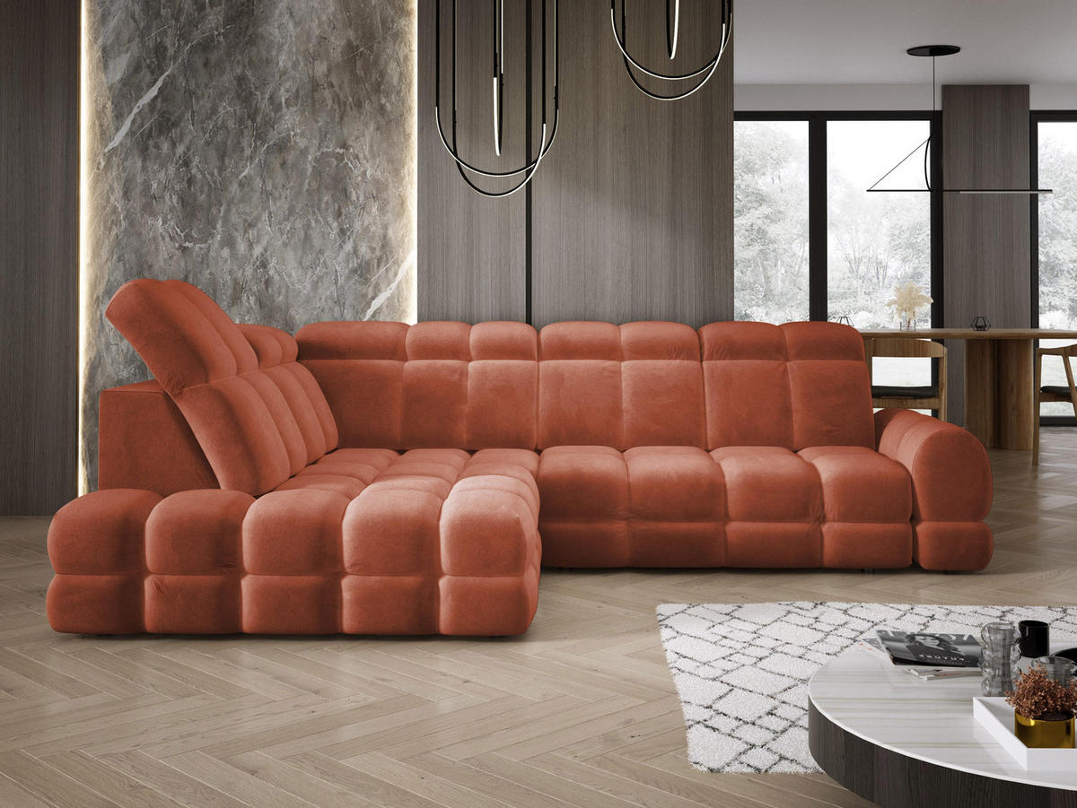 ECKSOFA TOLLO Salvador-stoff L-form 302x217x105 cm rustikal - Wildeiche, Holz/Textil (302/217cm) - DomoHome