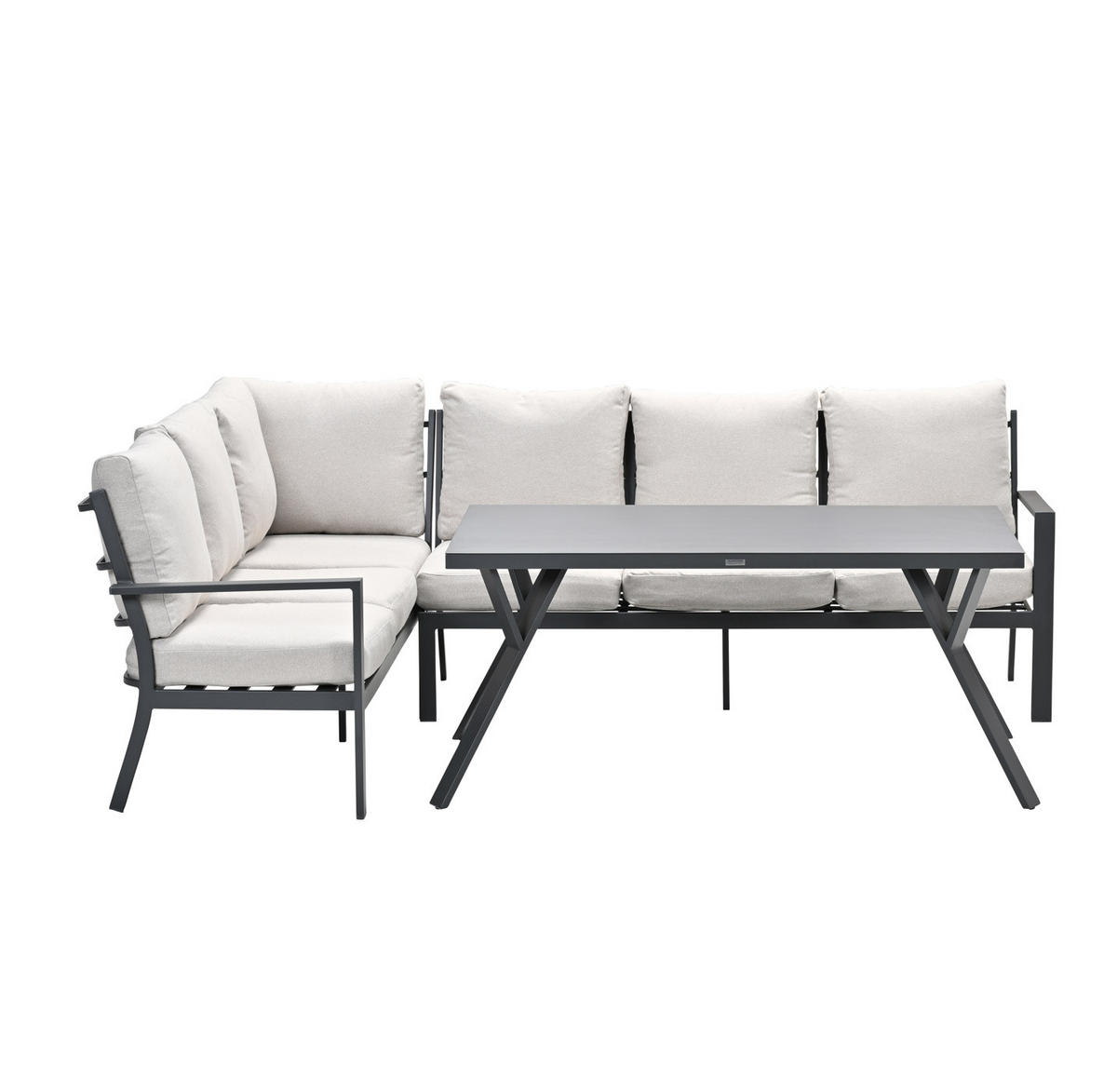 GARTENLOUNGESET Sergio 3-teilig, Premium Dining Ecklounge, Gartenmöbelset - Anthrazit, Metall - GARDEN IMPRESSIONS