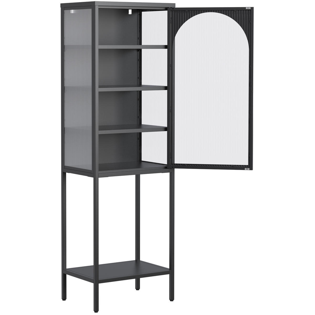 VITRINE 50/35/160 cm in Schwarz aus Metall und Glas mit verstellbaren Böden - Schwarz, Glas (50/160/35cm) - Flora Grace