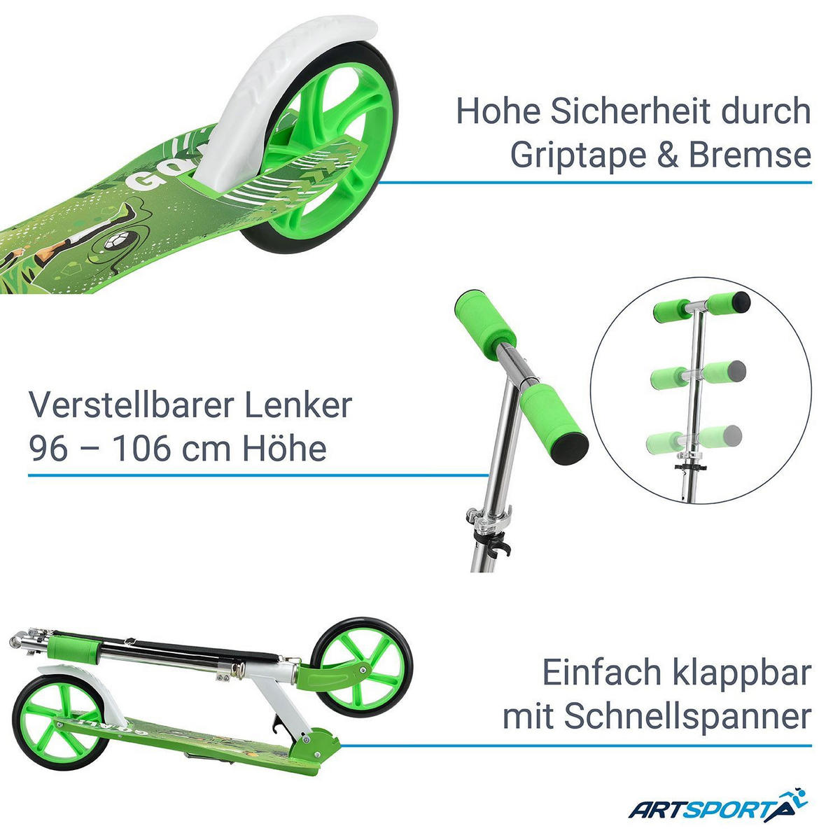 CITYROLLER Soccer grün - Grün, Metall (88/27/106cm) - Artsport