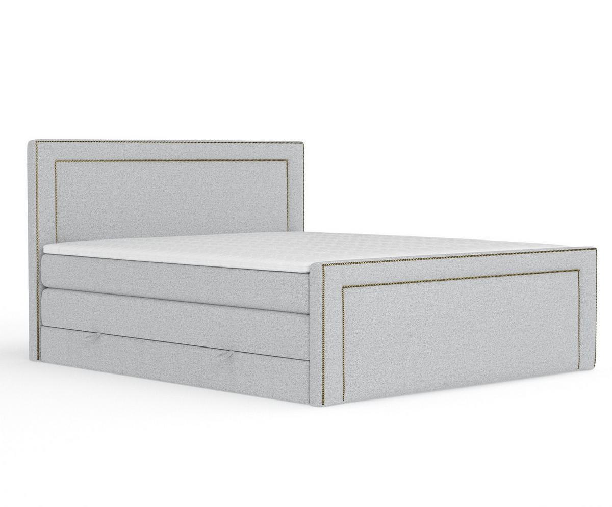 BOXSPRINGBETT Luxora Hellgrau 140/200 cm - Hellgrau/Schwarz, Holz/Holzwerkstoff (140/200cm) - Maison de Reve