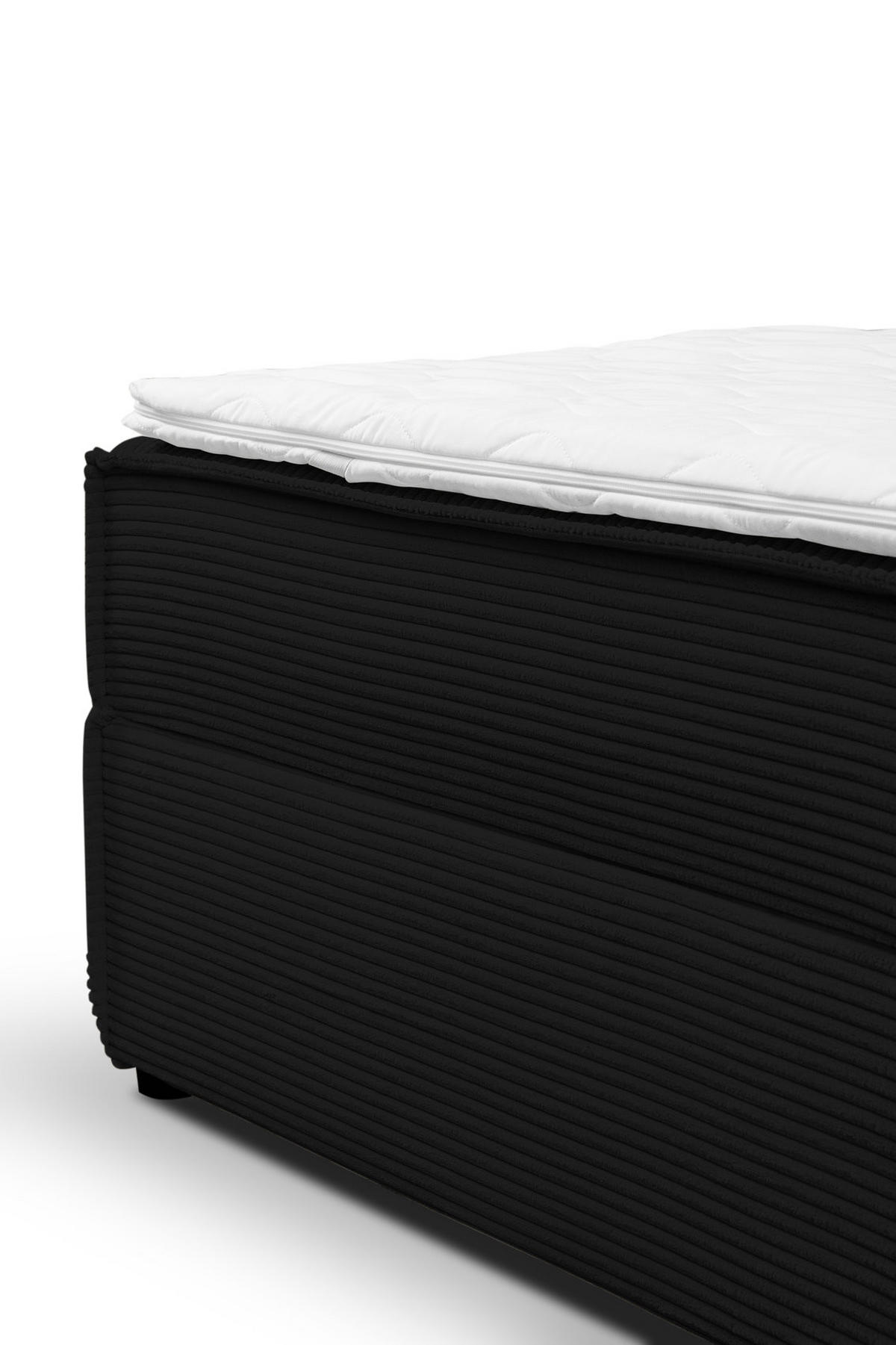 BOXBETT GLORIA mit Bettkästen H2/H3 Matratze 160 x 200 cm - Schwarz, Holzwerkstoff (160/200cm) - VENASI MÖBEL