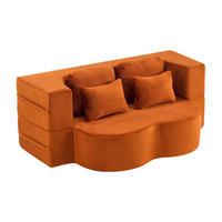 SCHLAFSOFA DE-35000 mit 4 Kissen und Klappfunktion Orange - Orange, Textil (60/76/198cm) - ComfortXL