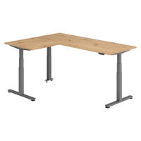 ECKSCHREIBTISCH elektrisch höhenverstellbar L-Form 160/200/74 cm in Wildeiche/Graphitfarben - Wildeiche/Graphitfarben, Holzwerkstoff (160/200/74cm) - bümö