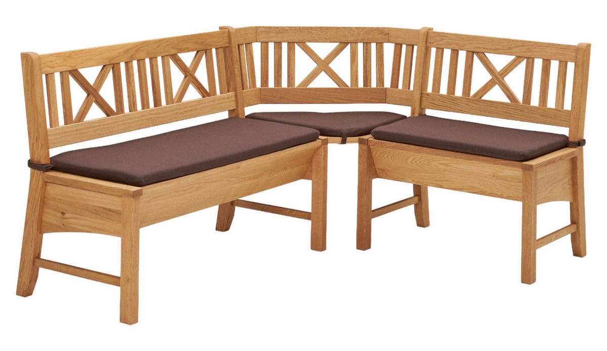 ECKBANK Delbin 139 x 179 x 87 Massivholz Wildeiche geölt/Dunkelbraun - Wildeiche/Braun, Holz (179/139cm) - 58aufmkessel