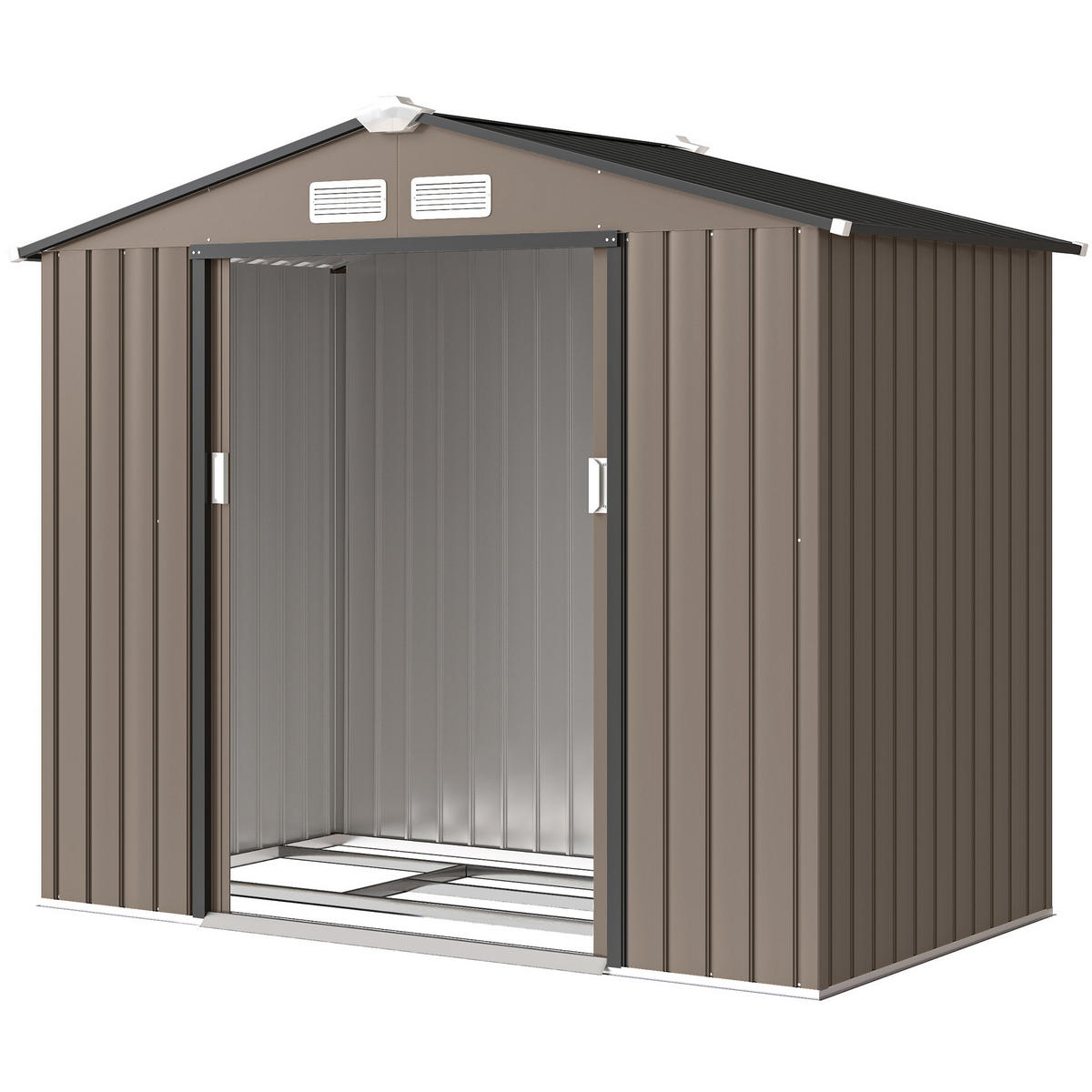 GERÄTEHAUS DE-16844 2,77 m² mit Schiebetür Braun - Braun, Metall (130/185/213cm) - ComfortXL