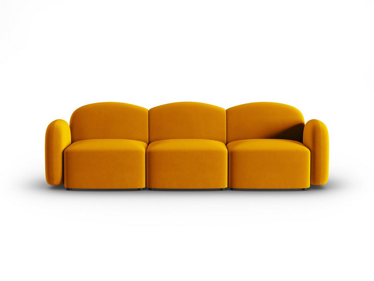 SOFA Blair aus Samt gelb 3 Sitzplätze - Gelb, Textil (87/80/272cm) - Micadoni