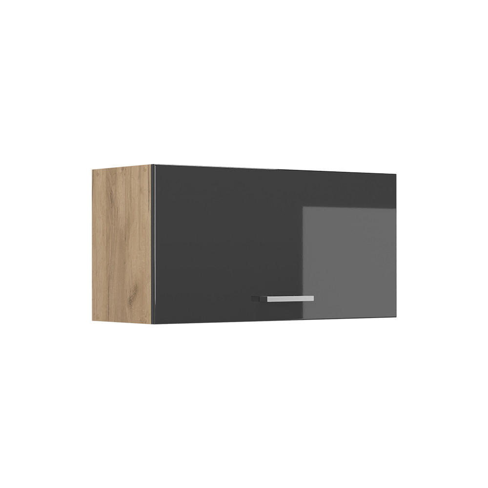 HÄNGESCHRANK R-Line, Anthrazit Hochglanz/Goldkraft Eiche, 80 cm Flach - Honigeiche/Schwarz Hochglanz, Holzwerkstoff (80/40/31cm) - Vicco