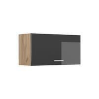 HÄNGESCHRANK R-Line, Anthrazit Hochglanz/Goldkraft Eiche, 80 cm Flach - Honigeiche/Schwarz Hochglanz, Holzwerkstoff (80/40/31cm) - Vicco