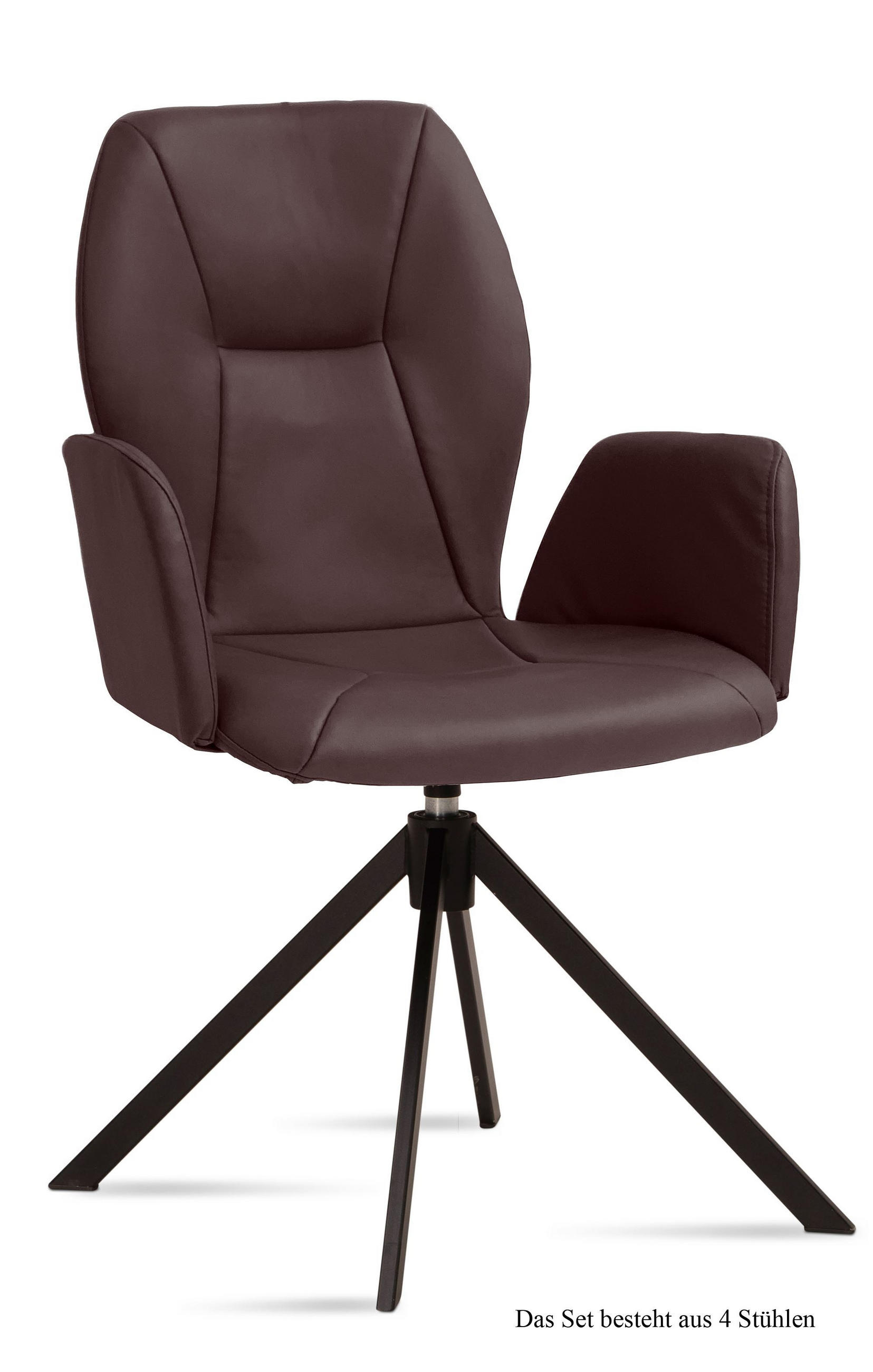 ARMLEHNSTUHL drehbar (4er-Set) Deonne 58x92x60 Schwarz/Braun - Schwarz/Braun, Kunststoff (60/92/58cm) - 58aufmkessel