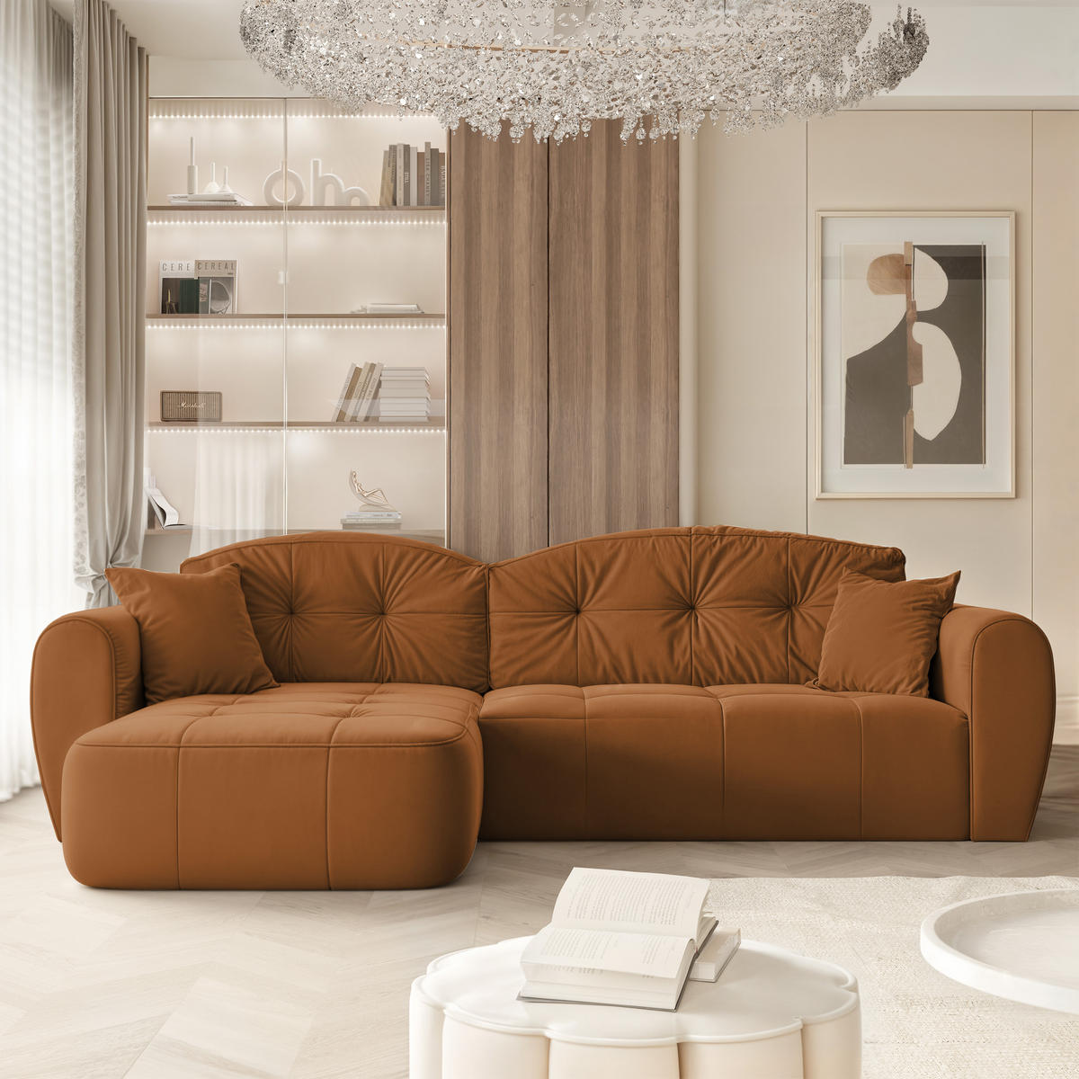 ECKSOFA RAVEN mit Schlaffunktion und Bettkasten Orange - Orange, Holzwerkstoff/Kunststoff (250/160cm) - Idohome