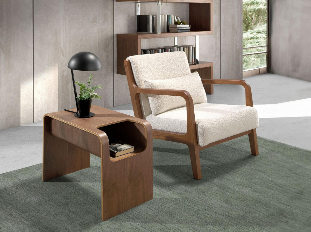 SESSEL Weißer Stoff 68/86/74 cm - Walnussfarben/Creme, Holz/Textil (68/74/86cm) - ANGEL CERDA