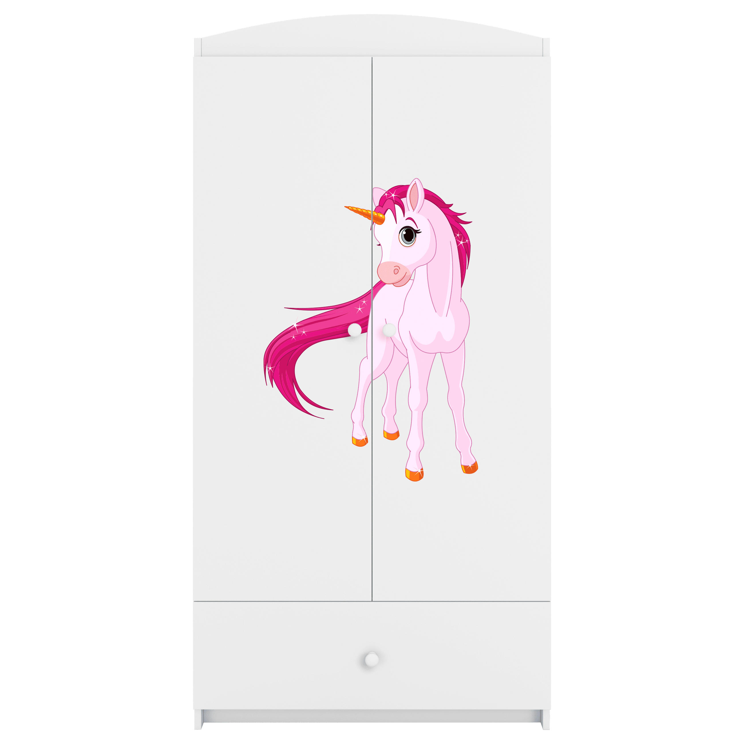 KINDERKLEIDERSCHRANK Einhorn - Weiß, Holzwerkstoff (90/175/52cm) - RAUMHIRSCH FURNITURE