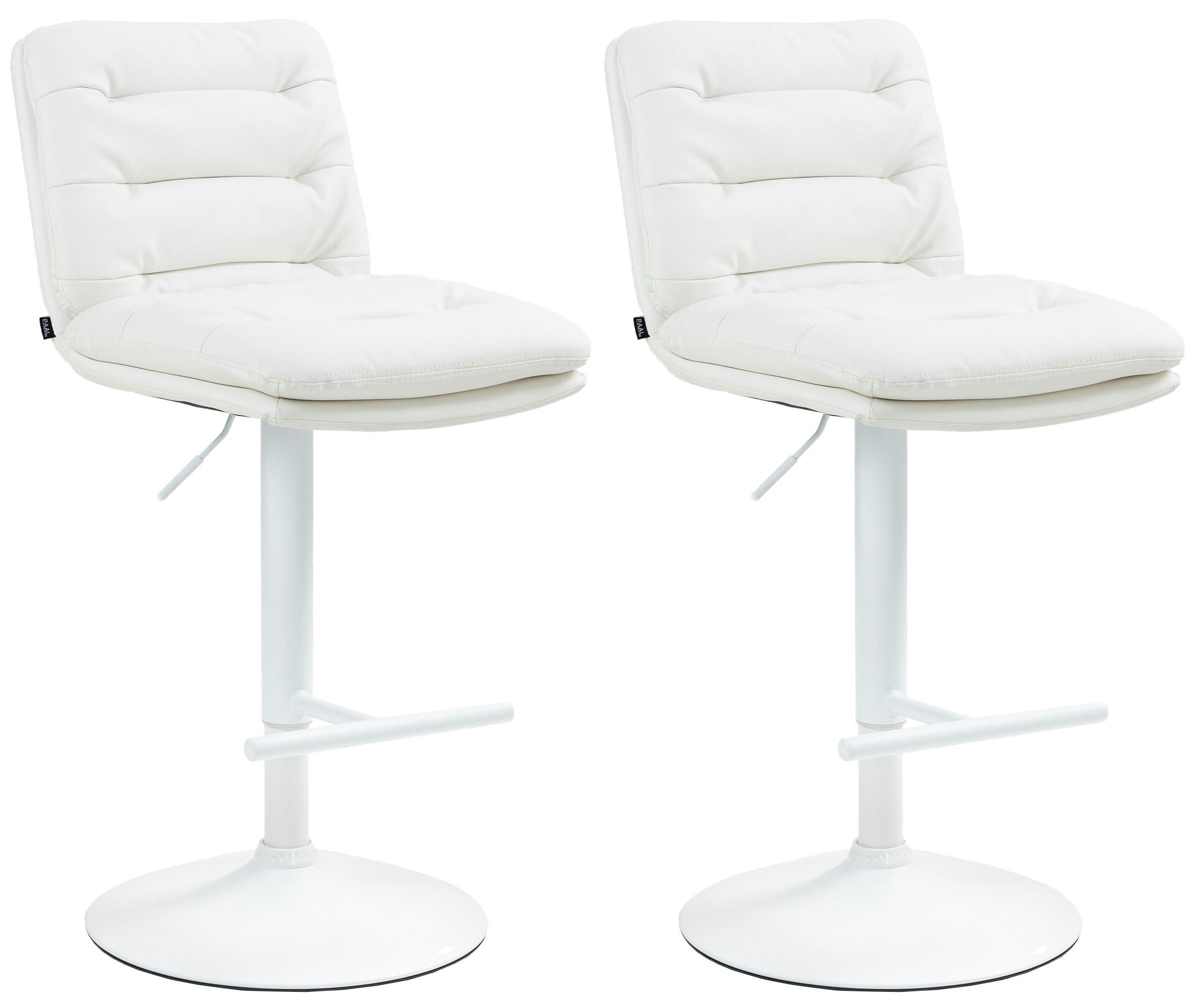 BARHOCKER 2er Set Lederlook weiß - Weiß, Textil/Metall (42/94/56cm) - CLP