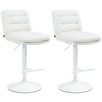 BARHOCKER 2er Set Lederlook weiß - Weiß, Textil/Metall (42/94/56cm) - CLP