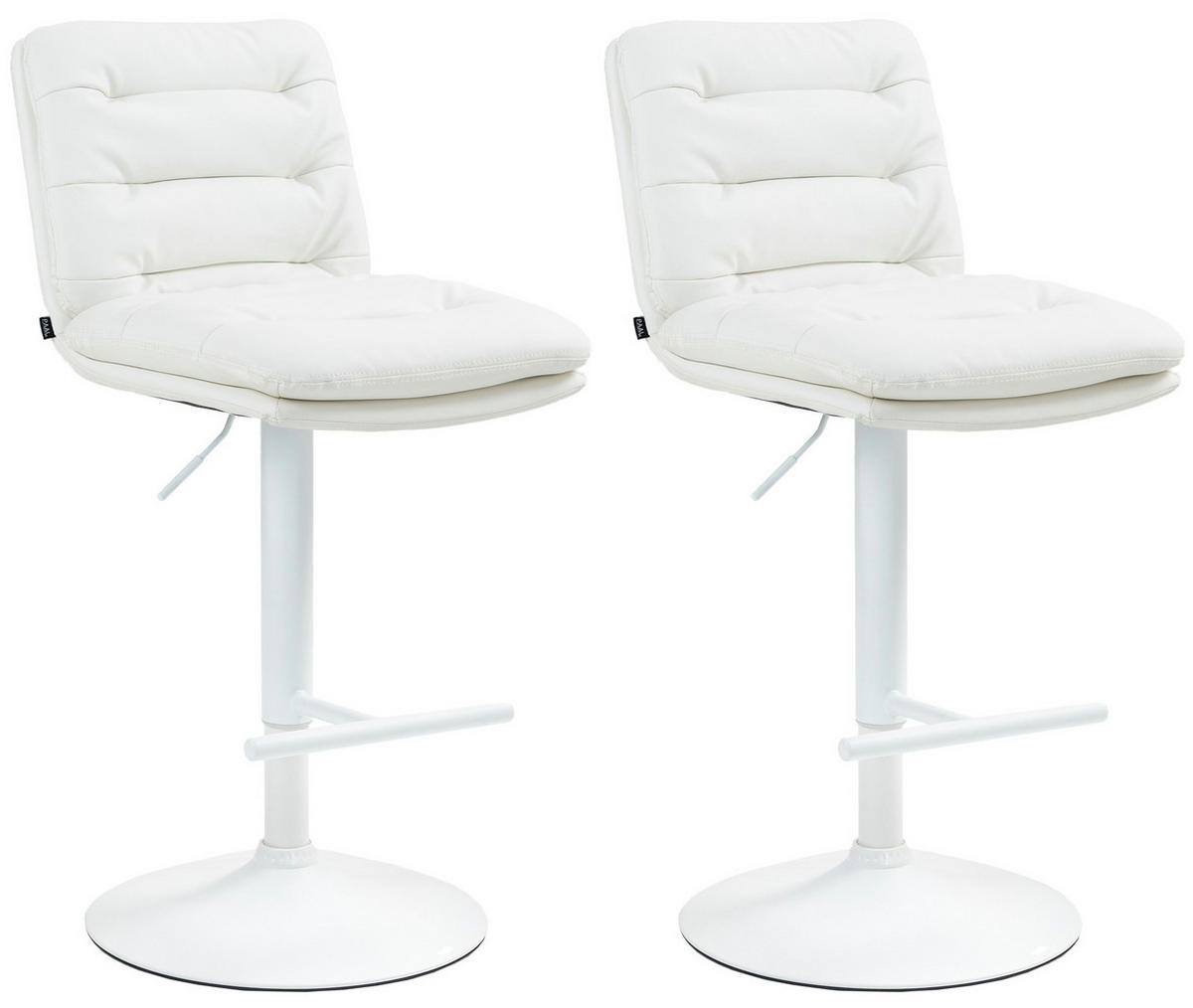 BARHOCKER 2er Set Lederlook weiß - Weiß, Textil/Metall (42/94/56cm) - CLP