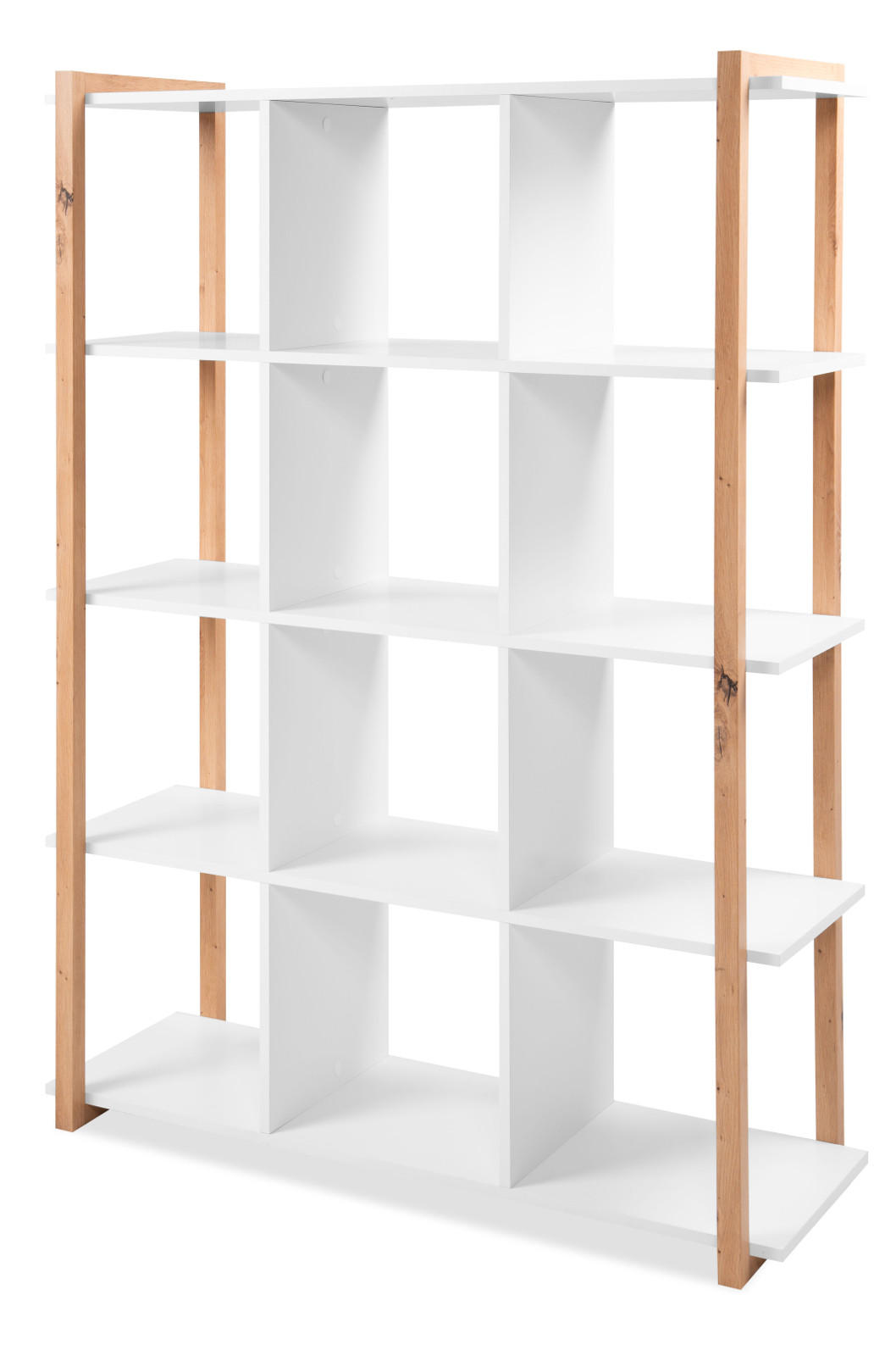 REGAL weiß, Eiche Artisan 107 x 145 cm, Bücherregal mit 12 Fächern - Eiche Artisan/Weiß, Holzwerkstoff (107/145/39cm) - Furn.Design