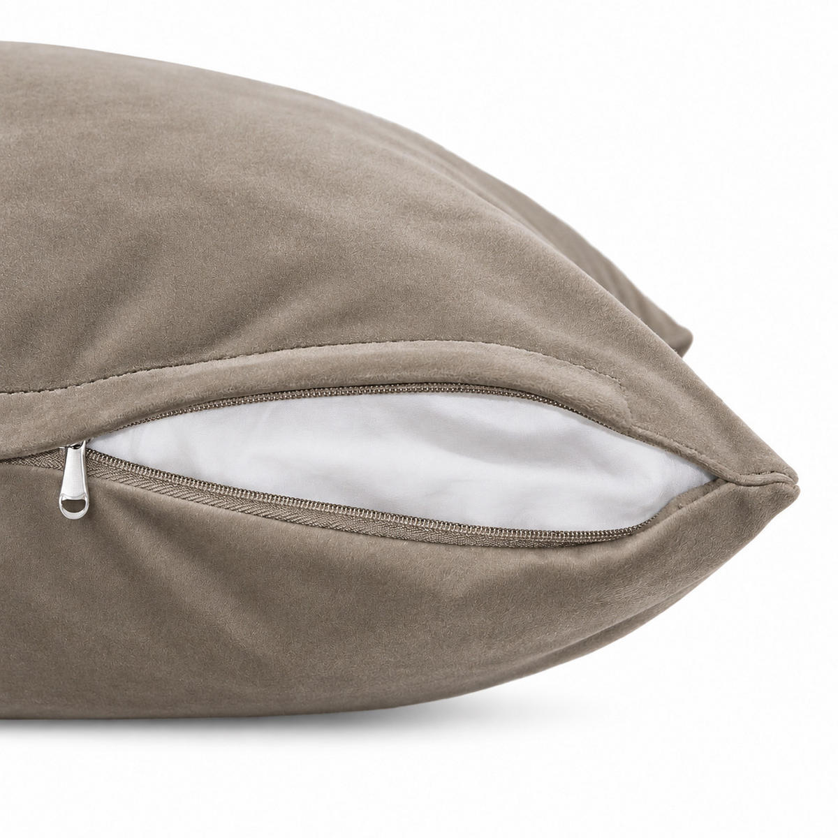 KISSENBEZUG Taupe 40x40 Samt weich - Taupe, Textil (40/40cm) - TiborTex