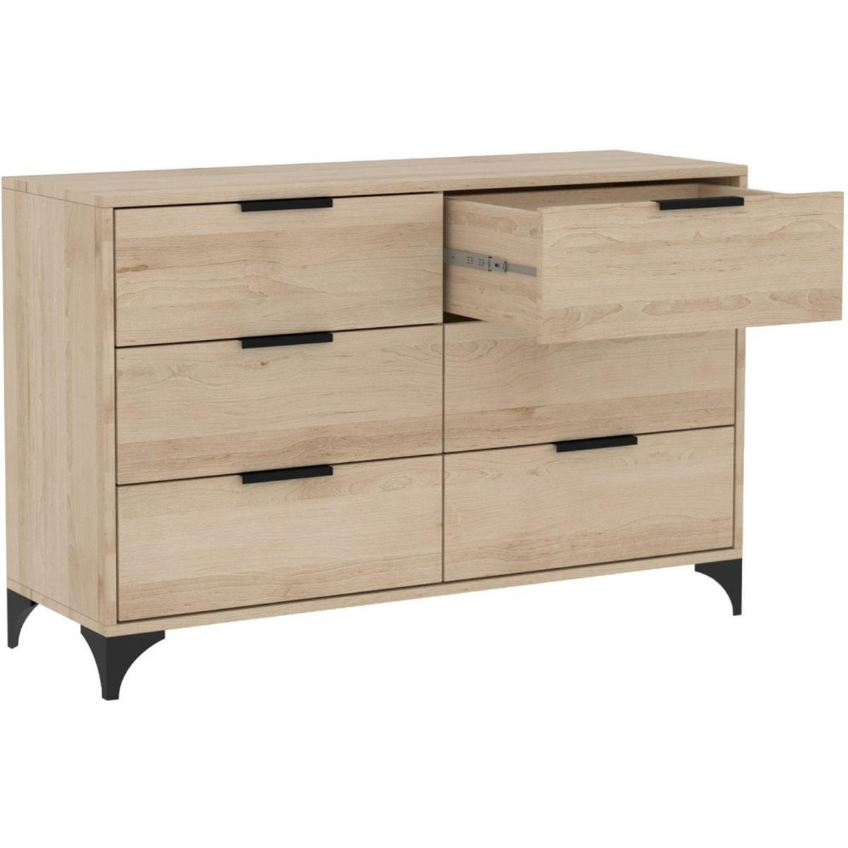 KOMMODE Home mit 6 Schubladen, 120 cm, mit Griffen, eiche Artisan - Schwarz/Eiche Artisan, Holzwerkstoff (120/80/40cm) - Beautysofa