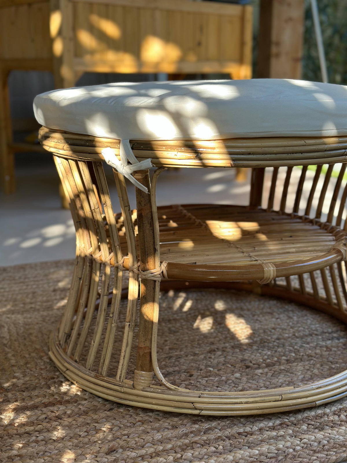 POUF Rattan Beige - Beige, Holz (70/52.5/70cm) - Nordlys