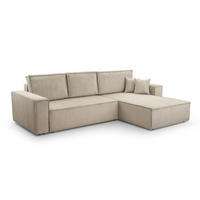 ECKSOFA XL ANGO Cord BEIGE - Beige/Schwarz, Kunststoff/Textil (287/188cm) - Luxkor24