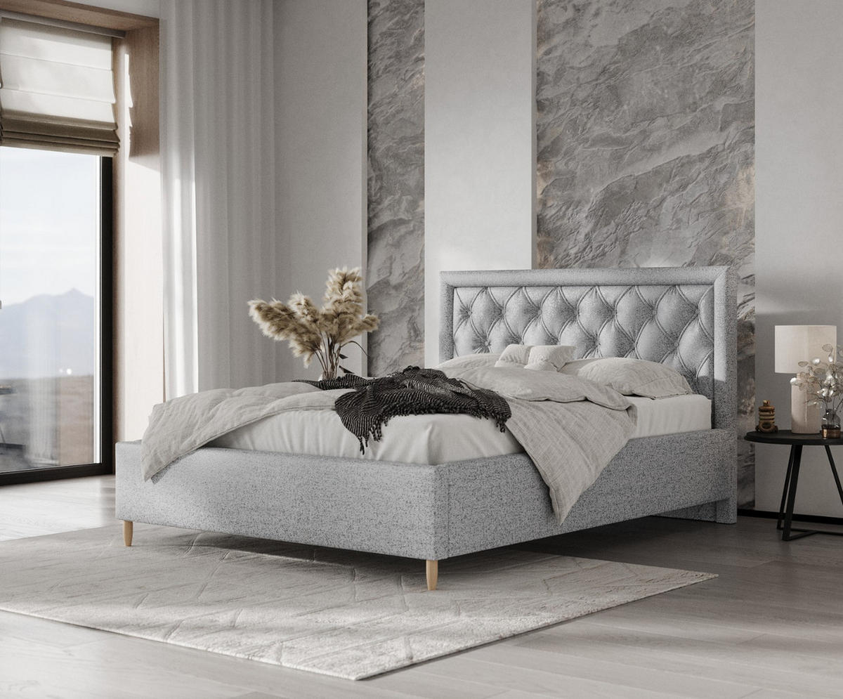 POLSTERBETT Lido 160/200 cm Grau im Riva Stoff - Naturfarben/Grau, Holz/Holzwerkstoff (160/200cm) - AltaBeds