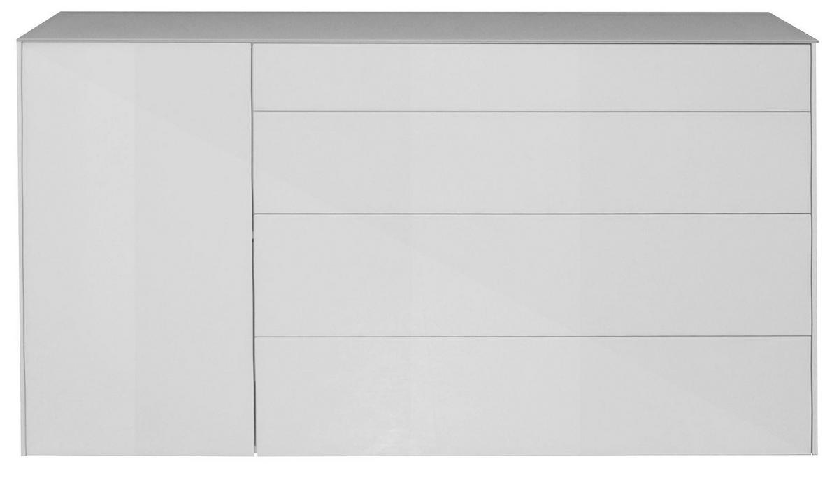 KOMMODE Elfi 169x42x89 Hochglanz Kreidegrau/Glas Kreidegrau - Hellgrau, Holzwerkstoff (169/89/42cm) - 58aufmkessel