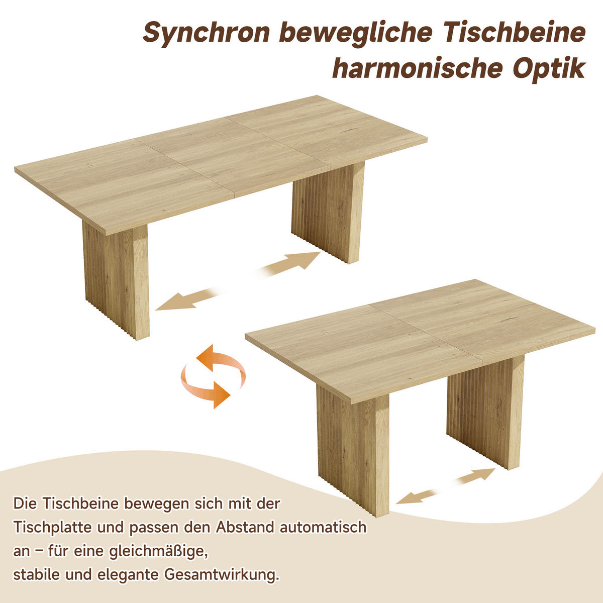 ESSTISCH in Naturfarben Ausziehbarer Küchentisch mit Stauraum für 6–8 Personen, L140(200)/H90 cm - Naturfarben, Holzwerkstoff (200/90/75cm) - STILVORA