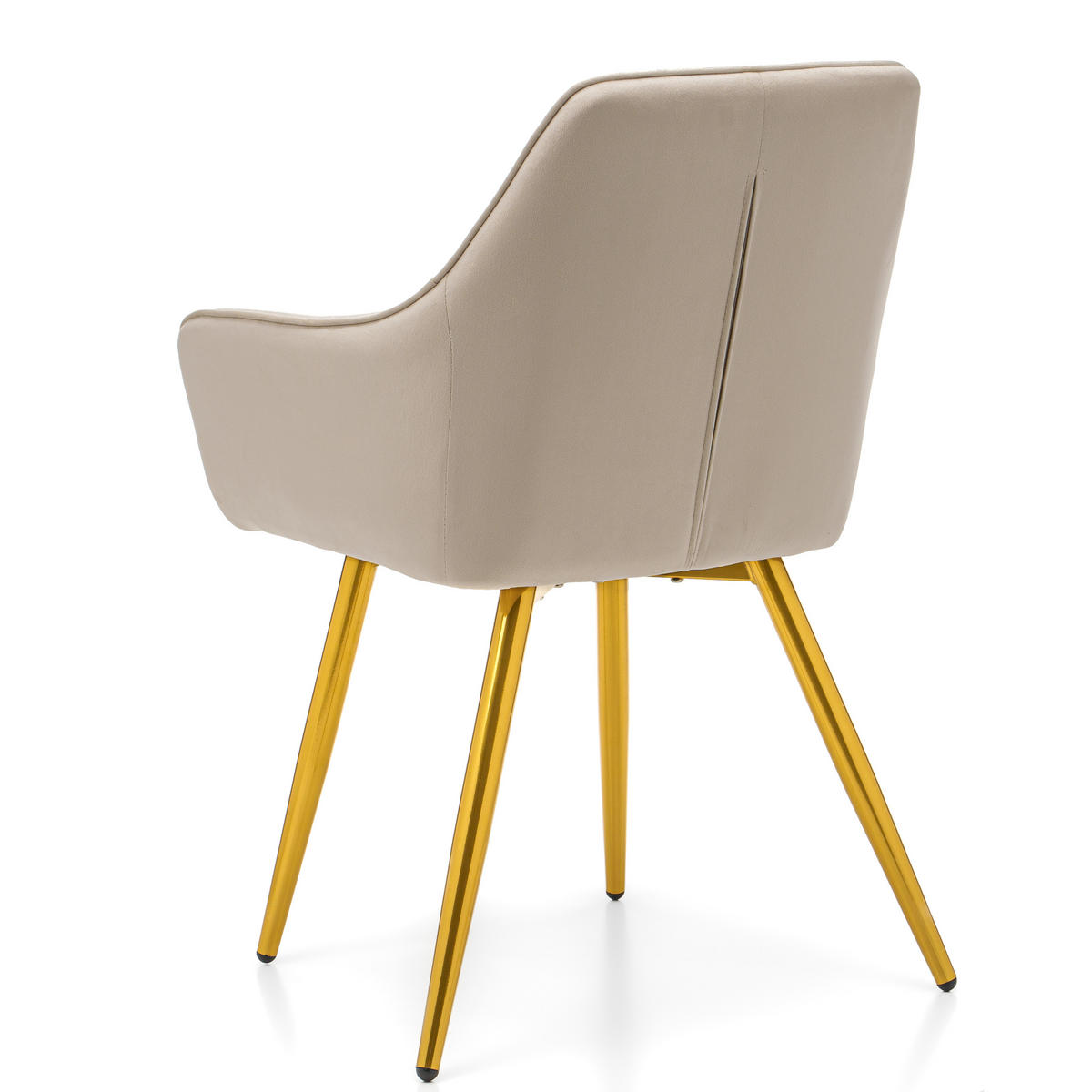 STUHL PASSO gepolstert mit Steppung - beige goldene Beine - Samt Velours - Ecru/Beige, Textil/Metall (58/87/60cm) - NEW HOME